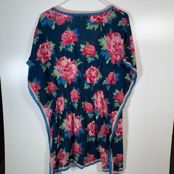 Matilda Jane Swim Cover Up Women’s S Blue Pink Floral Peony Print Tunic Feminine - Picture 6 of 15